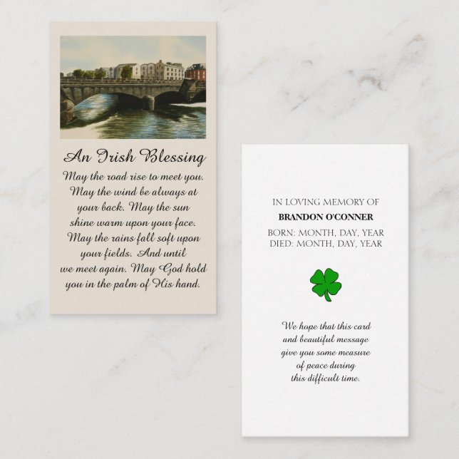 Carte De Visite Galway, sincères condoléances Rouge Sienne Bleu (Devant / Derrière)