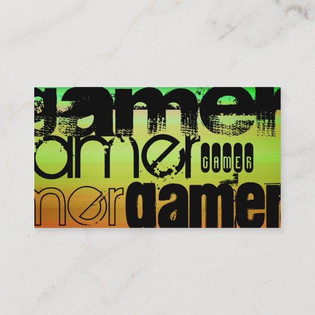 Carte De Visite Gamer ; Vert, orange et jaune vif (Dos)