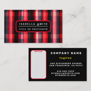 Carte De Visite Gamme Abstraite Red Black Plaid