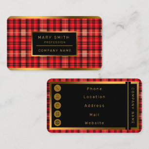 Carte De Visite Gamme Tartan Plaid Traditionnel Rouge tendance