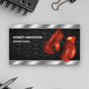 Carte De Visite Gants de boxe rouges professionnels pour entraîneu
