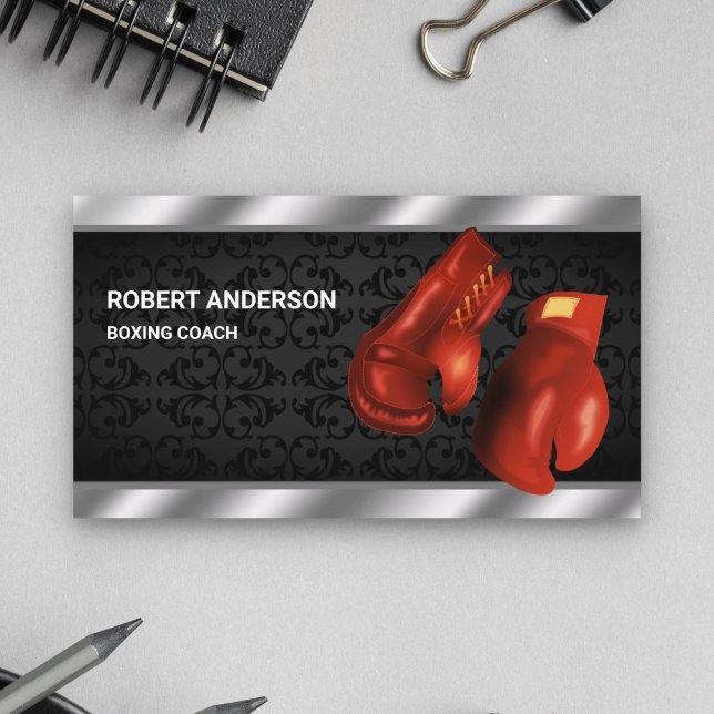 Carte De Visite Gants de boxe rouges professionnels pour entraîneu (Créateur téléchargé)