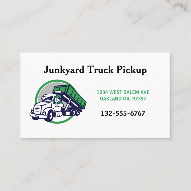 Carte De Visite Garbage Junkyard Pickup Guy caricature (Devant)
