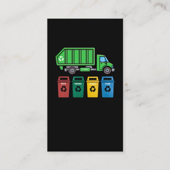 Carte De Visite Garbage Truck Enfants Garçons Recyclage Camion (Devant)