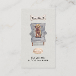 Carte De Visite Garde d'animaux à l'aquarelle Promeneur de chiens