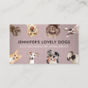Carte De Visite Garde d'animaux Chiens Taille Small Rose