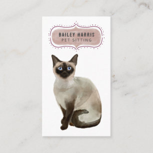 Carte De Visite Garde d'animaux de compagnie Chat Mignon Aquarelle