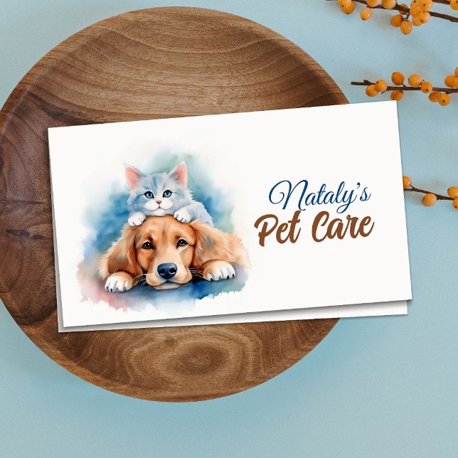 Carte De Visite Garde d'animaux de compagnie Chien et chat mignon (Créateur téléchargé)
