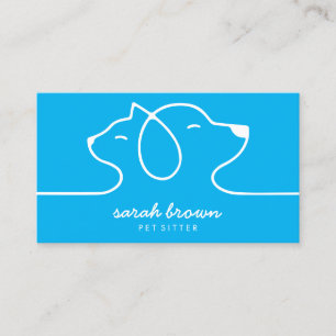 Carte De Visite Garde d'animaux de compagnie logo ligne chat bleu