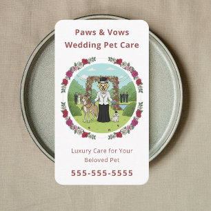 Carte De Visite Garde d'animaux de mariage élégante Garde d'animau