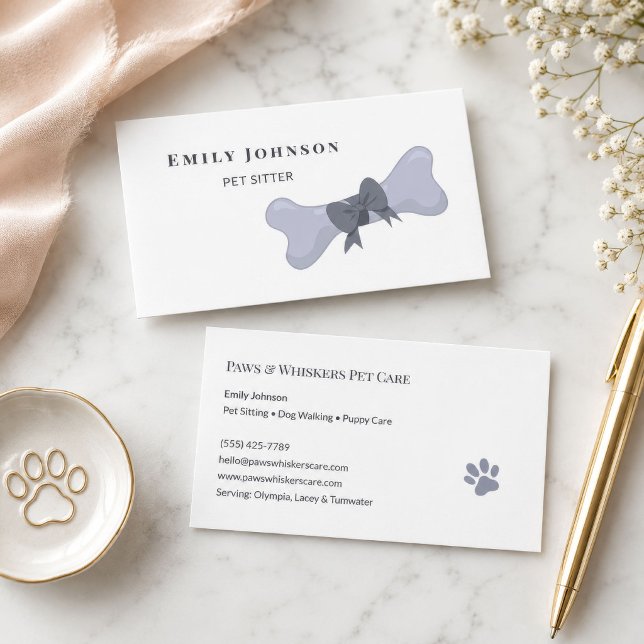 Carte De Visite Garde d'animaux Gray Bone (Gray Bone Pet Sitter Business Card
)