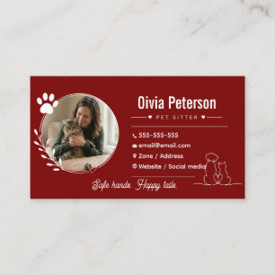 Carte De Visite Garde d'animaux minimaliste de luxe personnalisabl