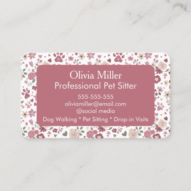 Carte De Visite Garde d'animaux professionnelle avec impression fl (Devant)