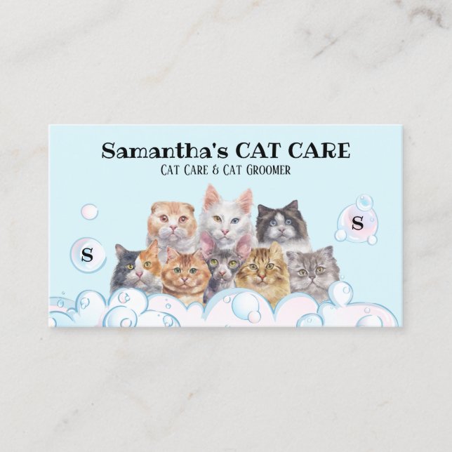 Carte De Visite Garde de chats en vacances visites impromptues (Devant)