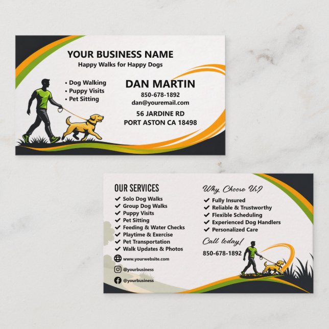 Carte De Visite Garde de chiens professionnelle et garde d'animaux (Devant / Derrière)