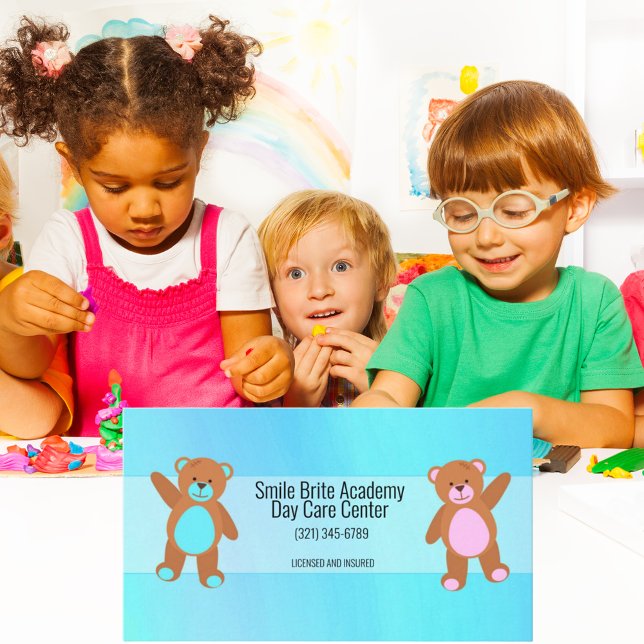 Carte De Visite Garde d'enfants bleu aquarelle (Créateur téléchargé)