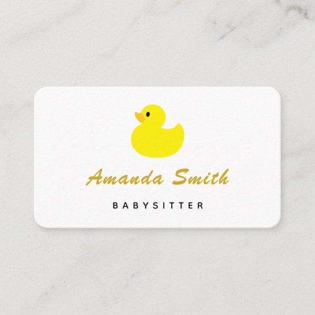 Carte De Visite Garde d'enfants Canard Jaune Minimal (Devant)
