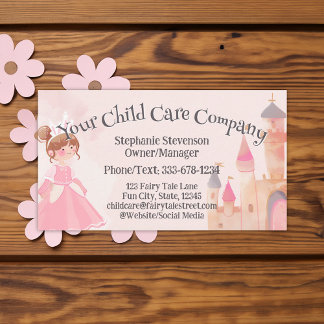 Carte De Visite Garde d'enfants Crèche Pink Princess Baby-sitter