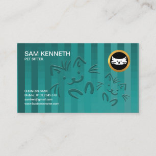 Carte De Visite Garde d'enfants cyan d'animal familier