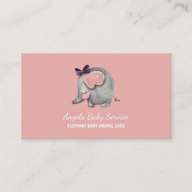 Carte De Visite Garde d'enfants éléphant Garderie Enseignant de ma (Devant)