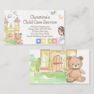 Carte De Visite Garde d'enfants et nounou pour enfants de Bear and