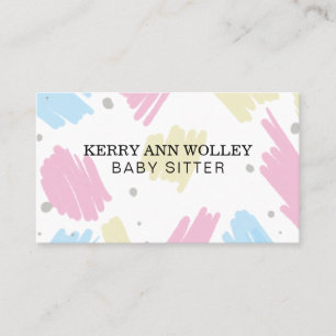 Carte De Visite Garde d'enfants Nanny Babysitter Colorful Funky Co