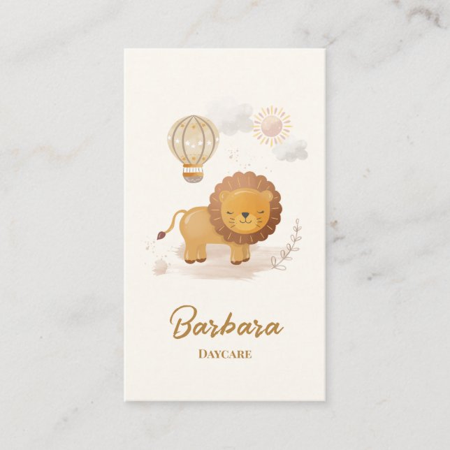 Carte De Visite Garde d'enfants Nanny Babysitter Garderie Lion QR  (Devant)
