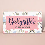 Carte De Visite Garde d'enfants Nanny Babysitter Stroller Calligra<br><div class="desc">Ces cartes de visite mignons seraient parfaits pour la baby-sitter,  la nounou ou la crèche. Ajoutez facilement vos détails en cliquant sur l'option "personnaliser ce modèle". Si vous avez des questions ou des demandes concernant la conception ou avez besoin d'aide pour la personnalisation,  n'hésitez pas à nous contacter.</div>