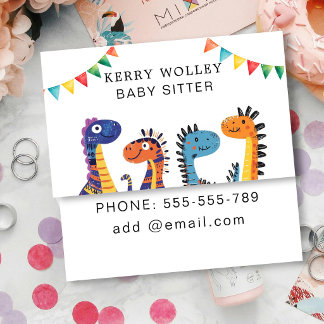 Carte De Visite Garde d'enfants Nounou Baby-sitter Coloré Funky Co