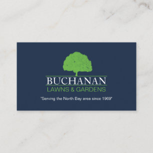 Carte De Visite Garde et jardinage de pelouse bleu et vert
