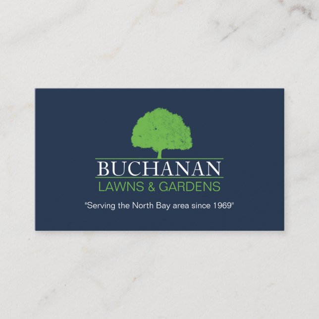 Carte De Visite Garde et jardinage de pelouse bleu et vert (Devant)