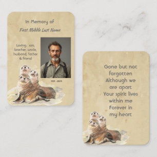 Carte De Visite Garde-mémoire Mémorial Aquarelle Sceaux Animaux