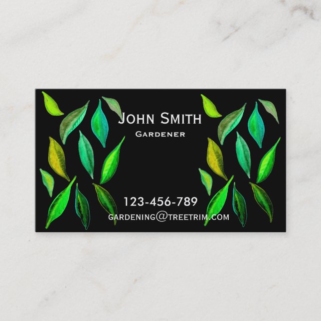 Carte De Visite Gardener service design moderne feuille (Devant)