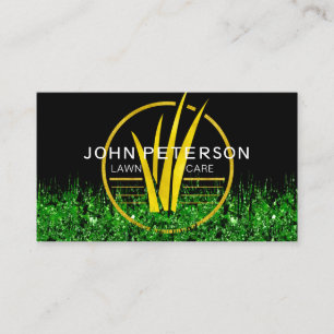 Carte De Visite Garderie de pelouse Paysage Logo d'herbe Gold