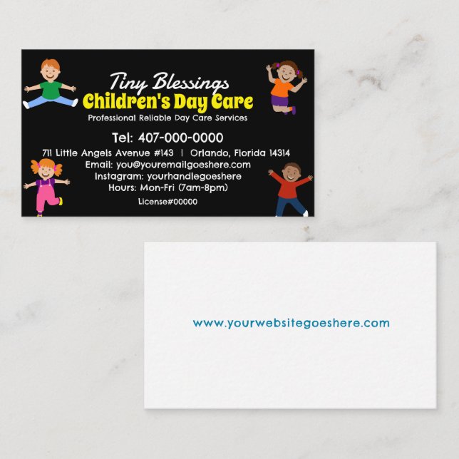 Carte De Visite Garderie garderie Services de garde d'enfants (Devant / Derrière)