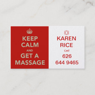 Carte De Visite gardez le calme et obtenez un massage II