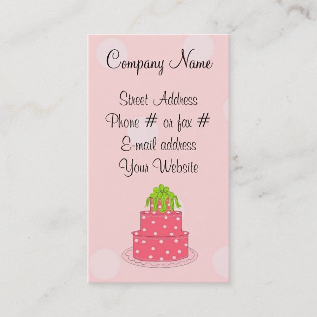Carte De Visite Gâteau à pois rose (Devant)