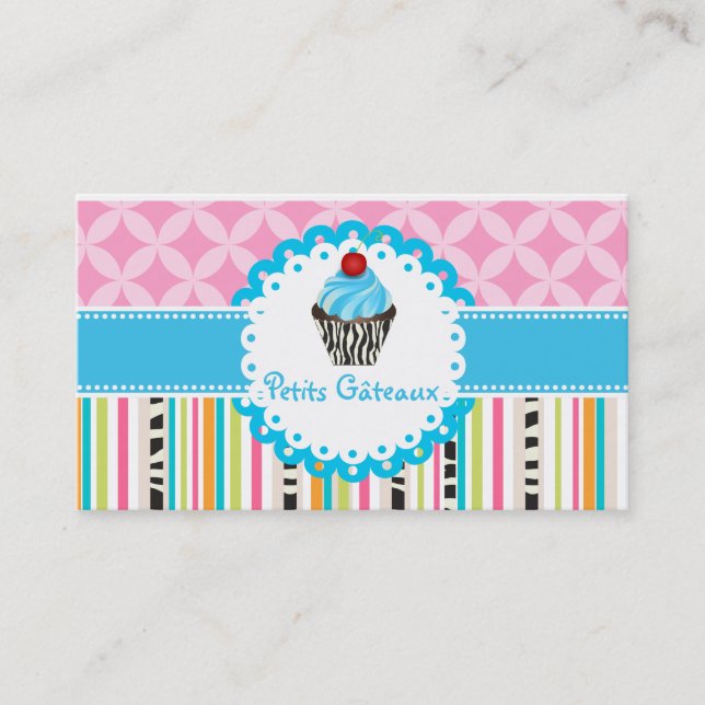 Carte De Visite Gâteau au bleuets PixDezines+rayures (Devant)