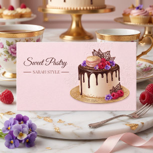 Carte De Visite Gâteau au Chocolat Drip Rose & Boulangerie