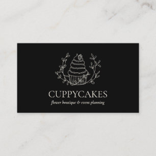 Carte De Visite Gâteau Cupcake à la Fraise de la Boulangerie Fleur