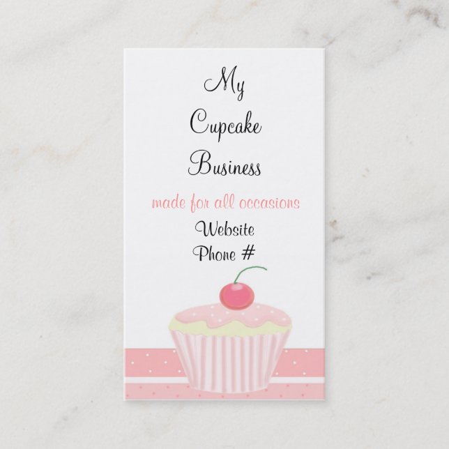 Carte De Visite Gâteau Cupcake Rose Glacé (Devant)