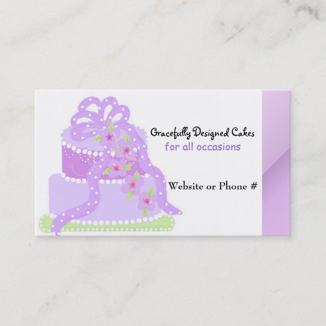 Carte De Visite Gâteau de designer à ruban violet (Devant)