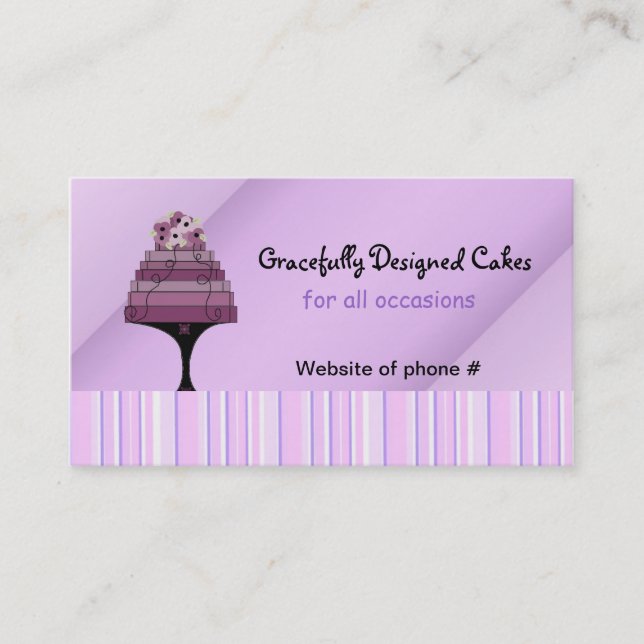 Carte De Visite Gâteau de designer violet (Devant)