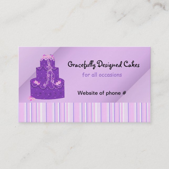 Carte De Visite Gâteau de designer violet (Devant)