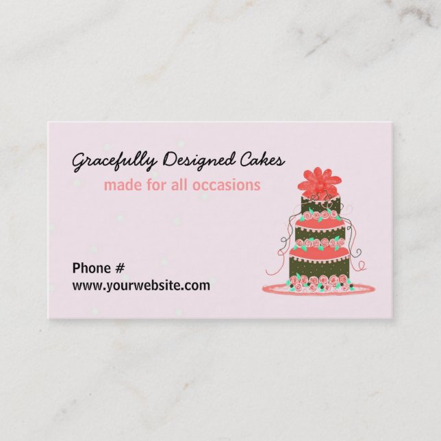 Carte De Visite Gâteau de mariage au design élégant (Devant)