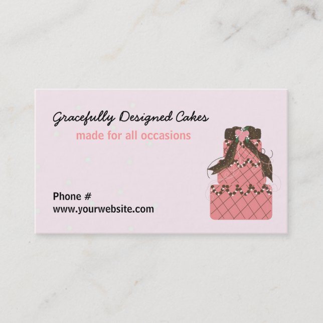 Carte De Visite Gâteau de mariage au design élégant (Devant)