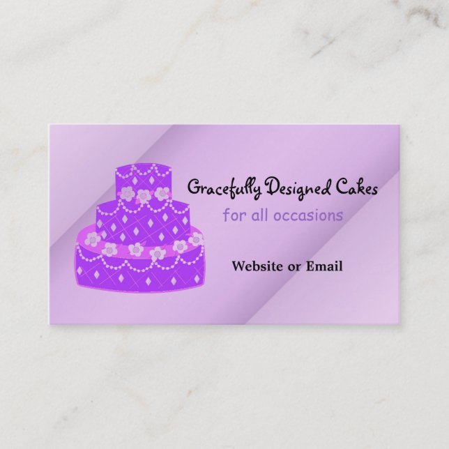 Carte De Visite Gâteau de mariage violet Designer (Devant)