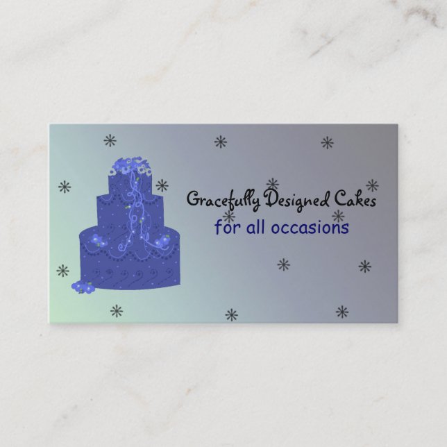 Carte De Visite Gâteau Designer Bleu Royal (Devant)