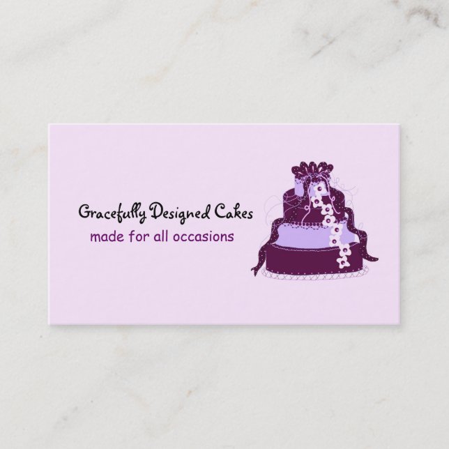 Carte De Visite Gâteau Designer Violet Élégant (Devant)