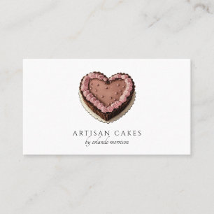 Carte De Visite Gâteau Élégant Boulangerie Gâteau en forme de cœur
